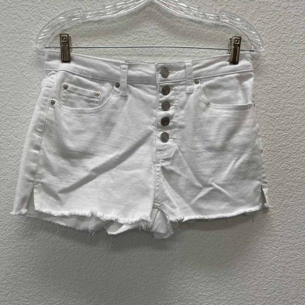 Indigo Rein Womens Juniors Shorts 9 28 Mid Rise Cut Off Stretch Jeans White - Picture 1 of 6